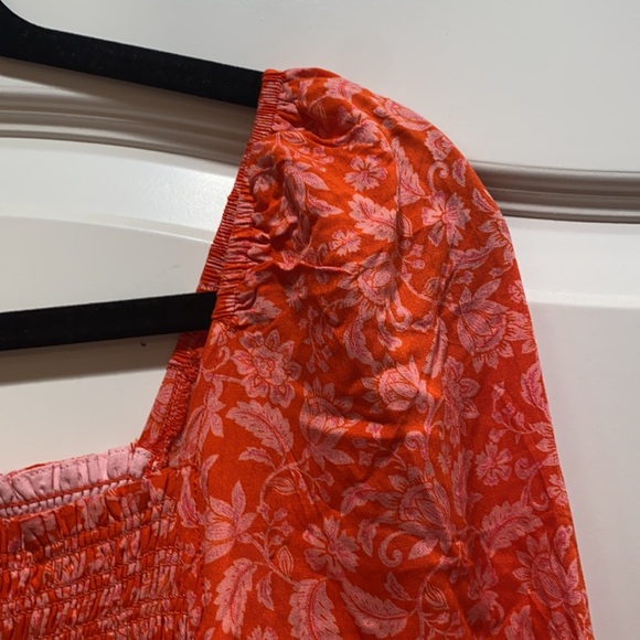 Dolan Left Coast Anthropology red midi smocked bodice dress NEW - Picture 11 of 11